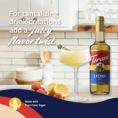 Torani Lychee Syrup pump dispensing a measured amount