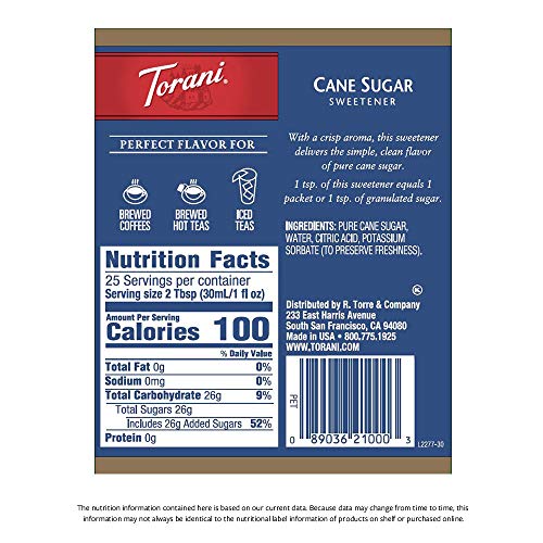 Torani caramel original syrup bottle ideal for homemade lattes