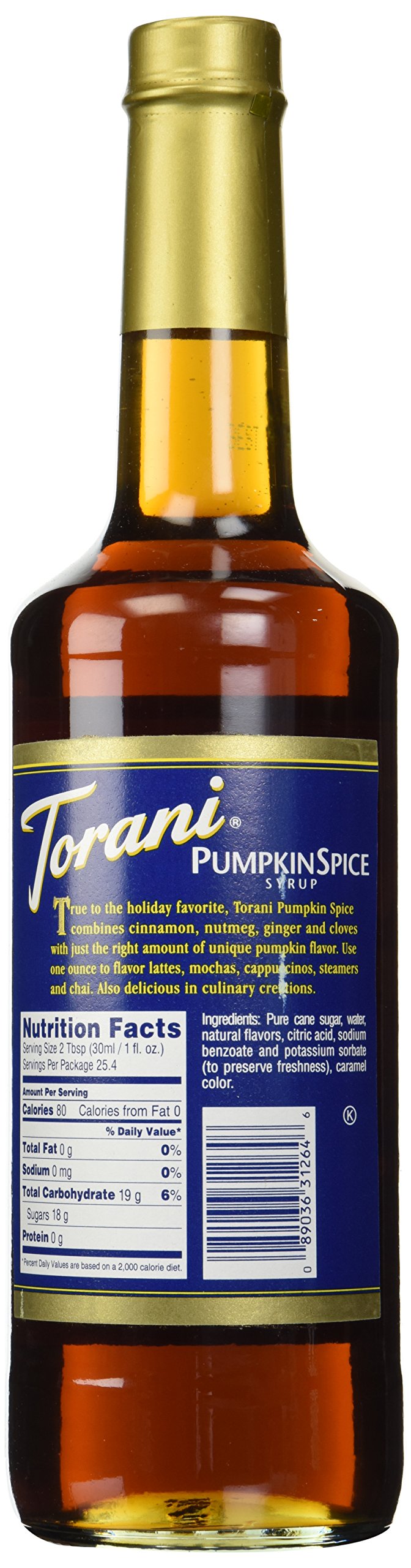 Torani Original Syrups Pumpkin Spice jar shown for versatile flavoring.