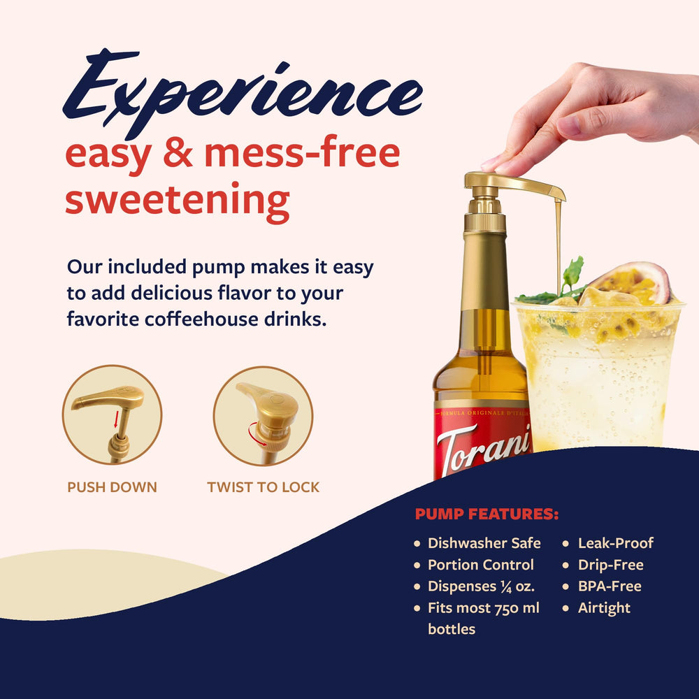 Cocktail setup featuring Torani Passion Fruit Syrup for versatile mixing.