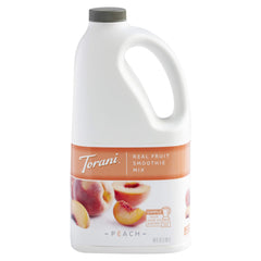 Torani Peach Real Fruit Smoothie Mix bottle pour showing easy blend readiness