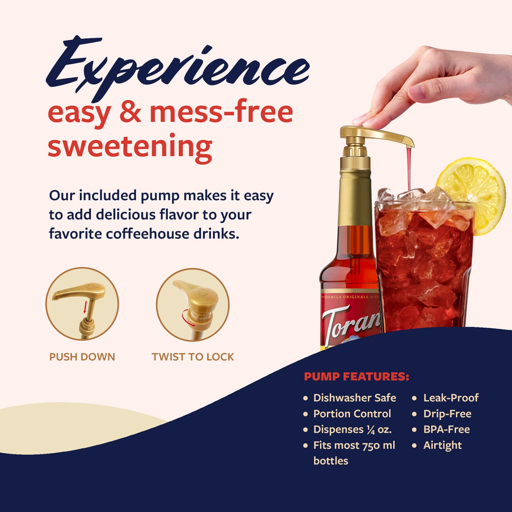Torani Peach Syrup added to lemonade for refreshing sweetness