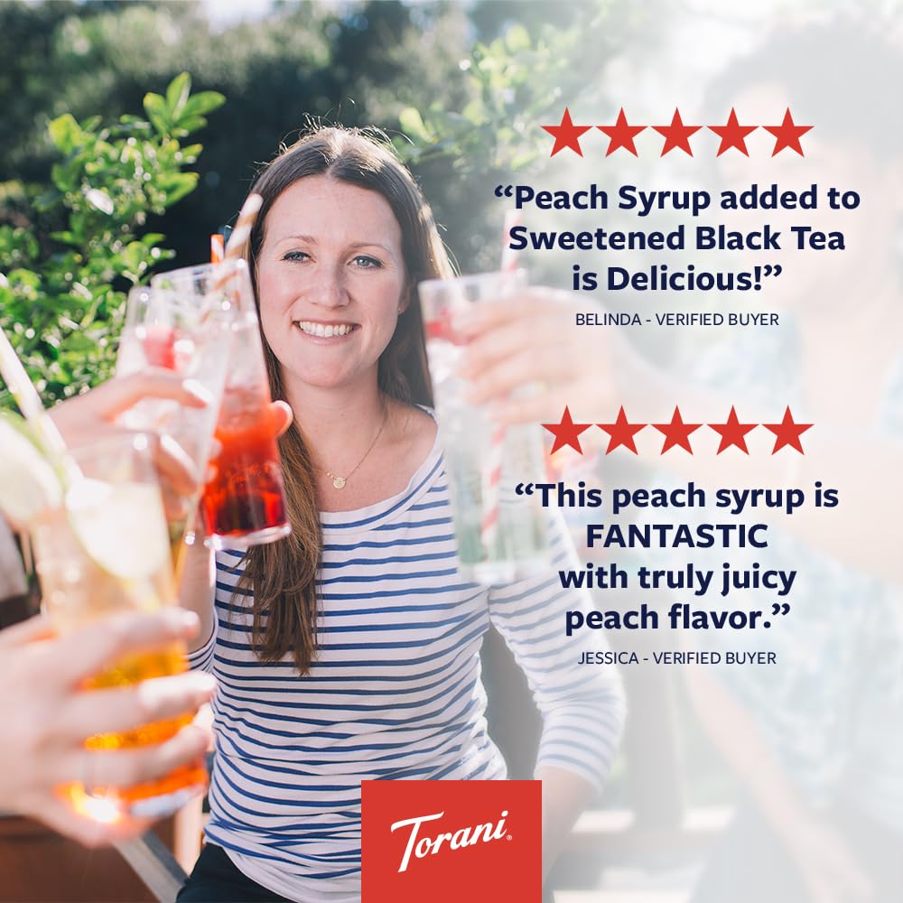 Close-up of Torani Peach Syrup aroma highlighting ripe peach notes.