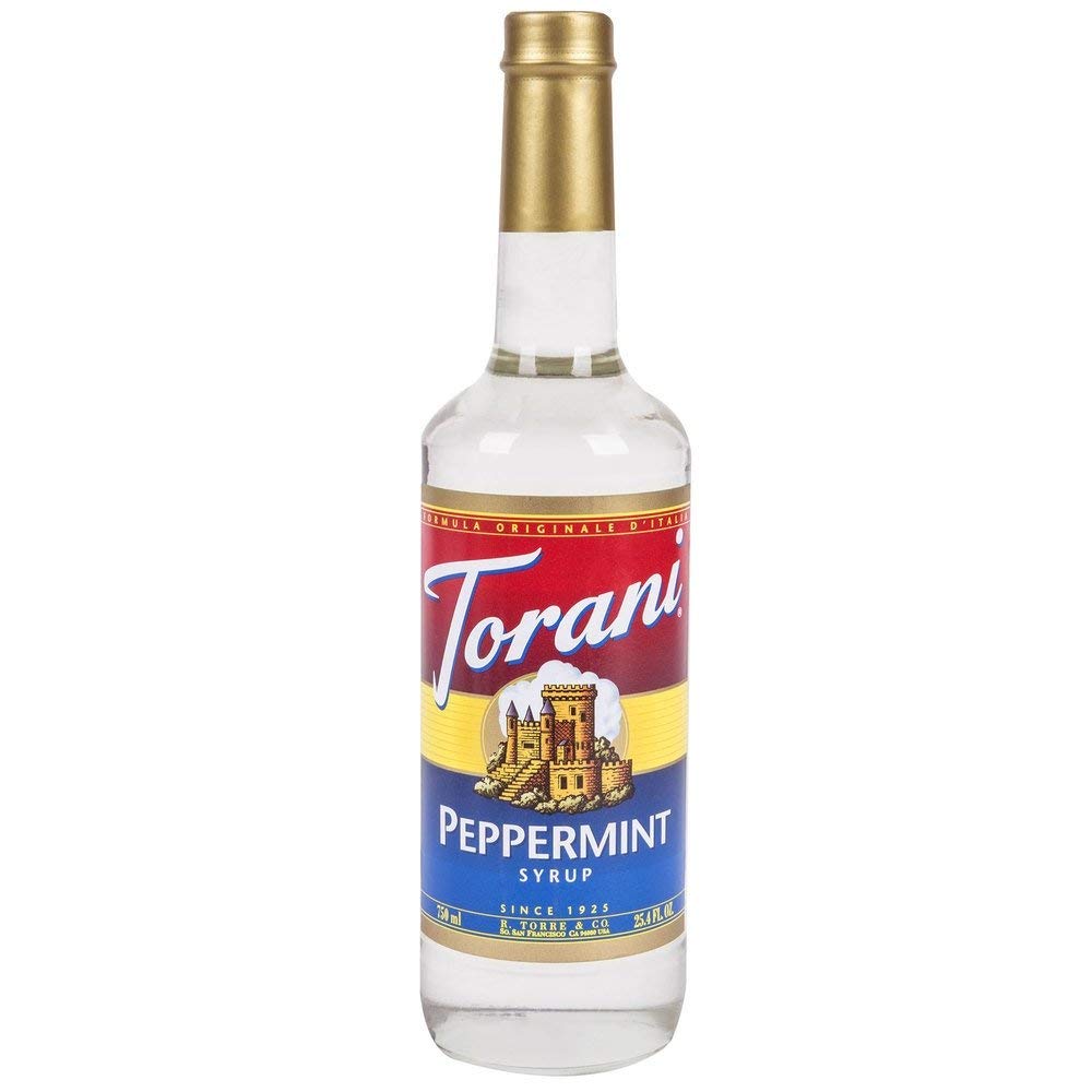 Torani Peppermint Syrup 750ml bottle ideal for coffee and desserts