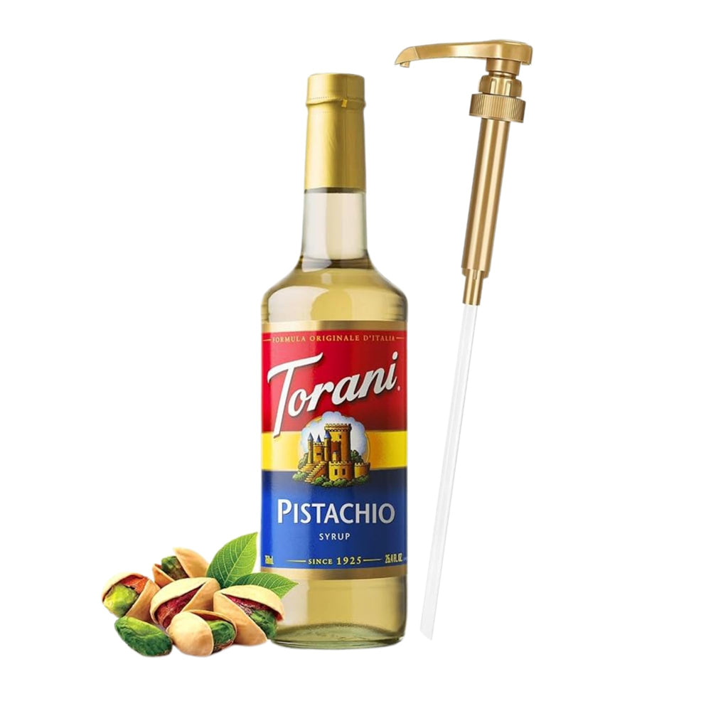 Torani Pistachio Syrup bottle front for rich pistachio flavor in beverages