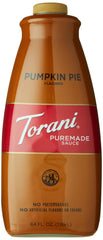 Torani Pumpkin Pie Puremade Sauce 64oz bottle for desserts and beverages