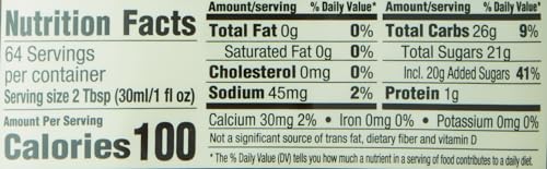 Close-up of Torani Pumpkin Pie Puremade Sauce label showing ingredients