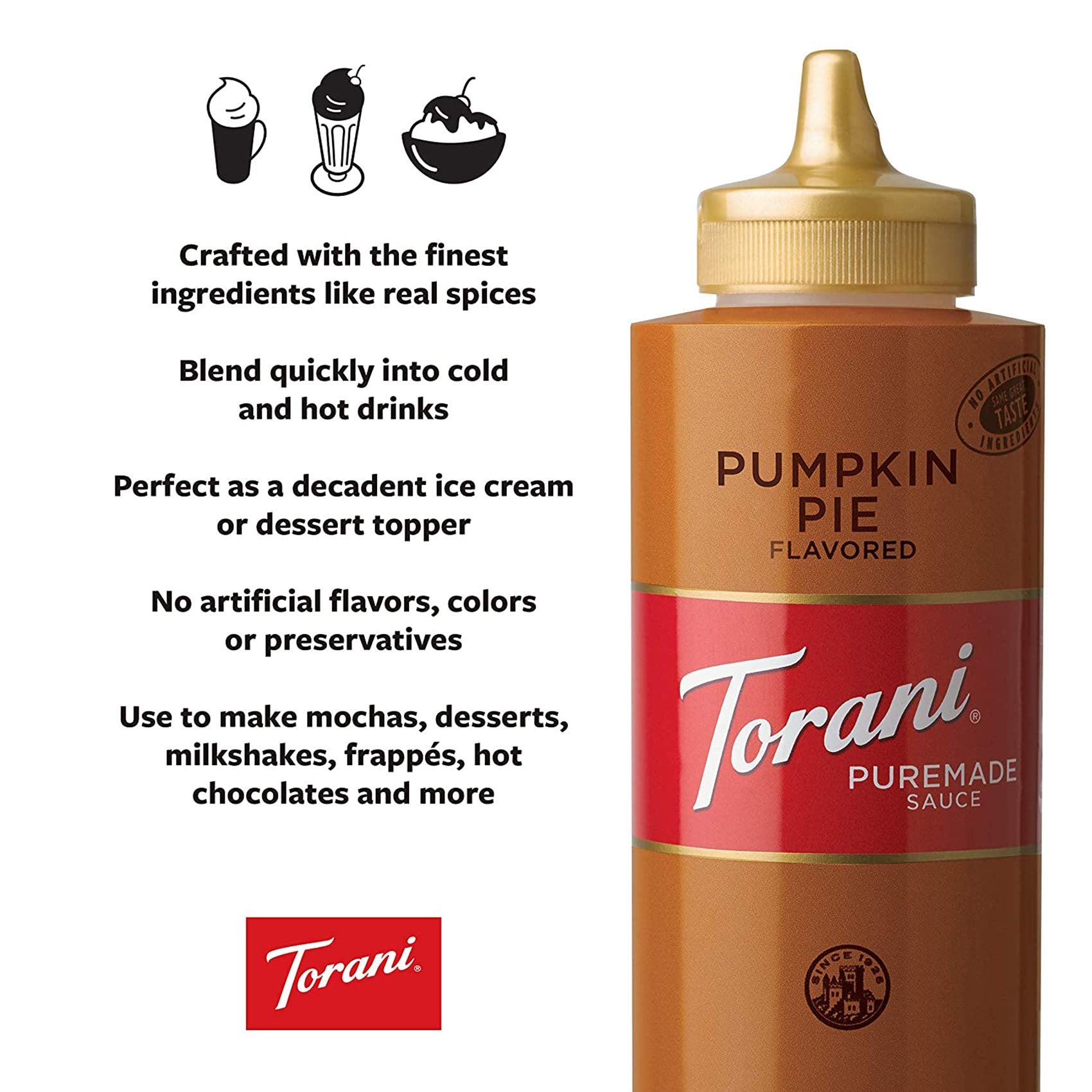 Torani Pumpkin Pie Sauce elevates desserts and treats.
