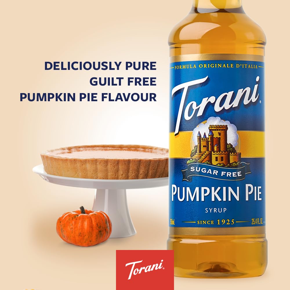 Torani pumpkin sugar-free syrup pour into coffee for indulgent taste.