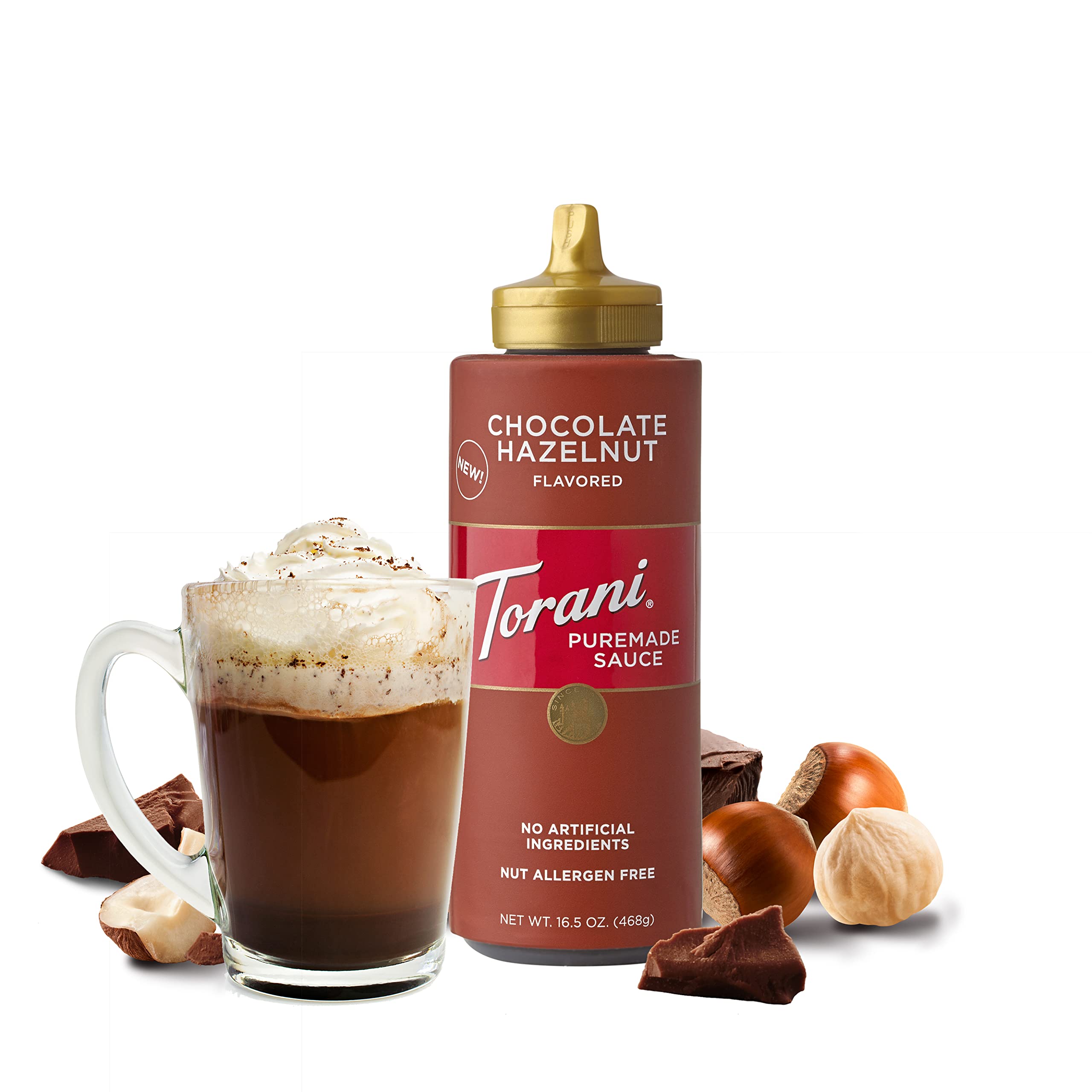 Torani Puremade Chocolate Hazelnut Sauce swirl on ice cream for creamy indulgence