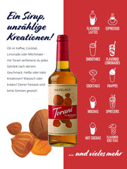 Torani Puremade Hazelnut Syrup close-up texture highlights natural flavors