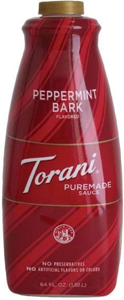 Torani Peppermint Bark ingredients closeup shows natural formula.
