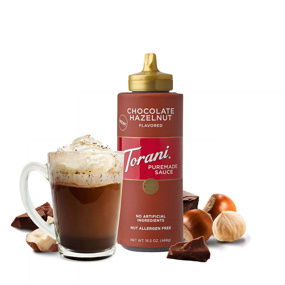 Torani Puremade Chocolate Hazelnut latte-art rich flavor elevates your coffee