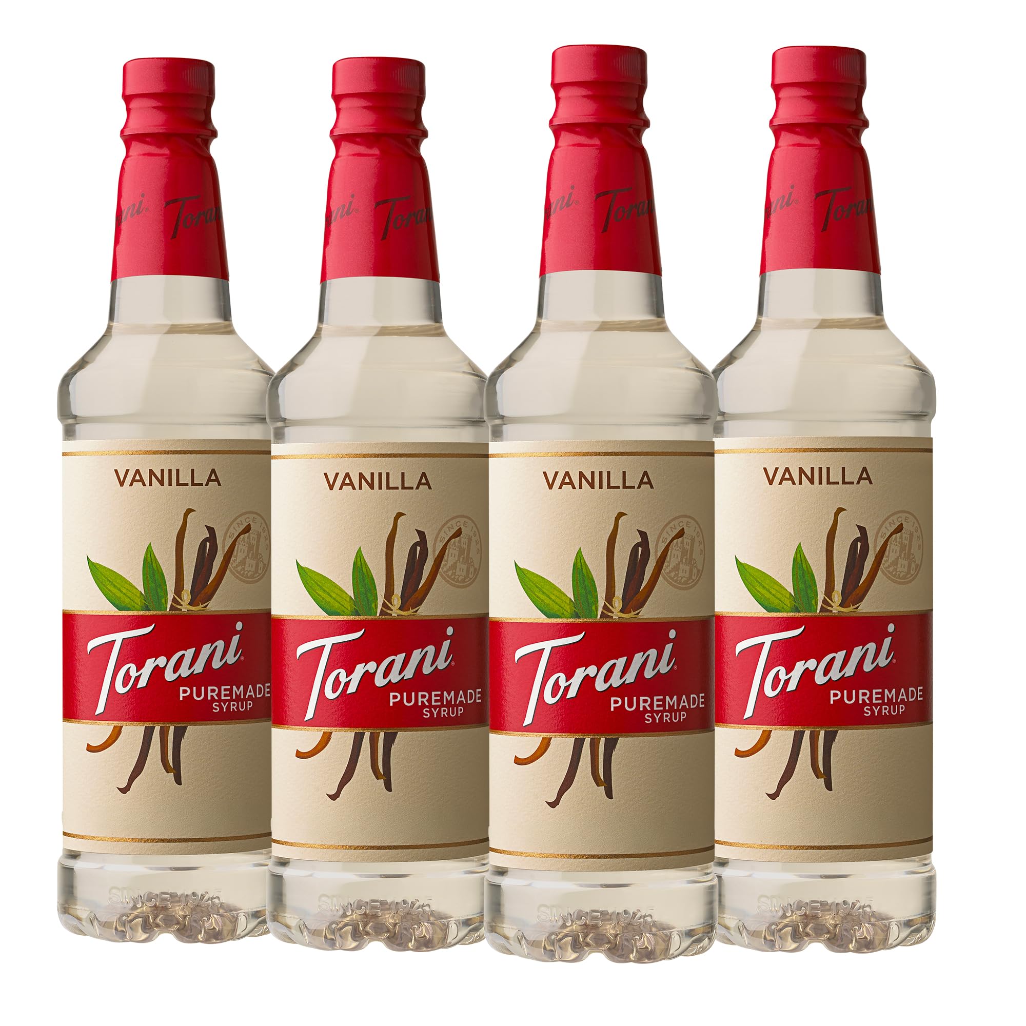 Torani Puremade Vanilla bottle for rich coffee and everyday drinks