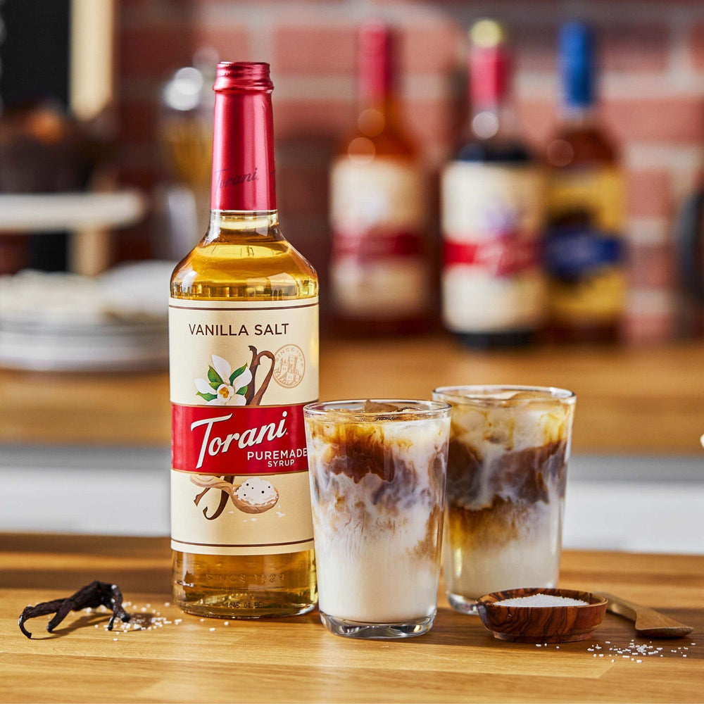 Torani Puremade Vanilla pour captures smooth sweetness ideal for lattes and beverages