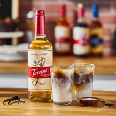Torani Puremade Vanilla pour captures smooth sweetness ideal for lattes and beverages