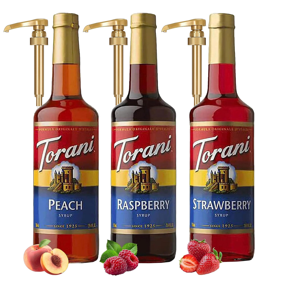 Torani Raspberry Syrup bottle for vibrant Italian sodas and desserts.