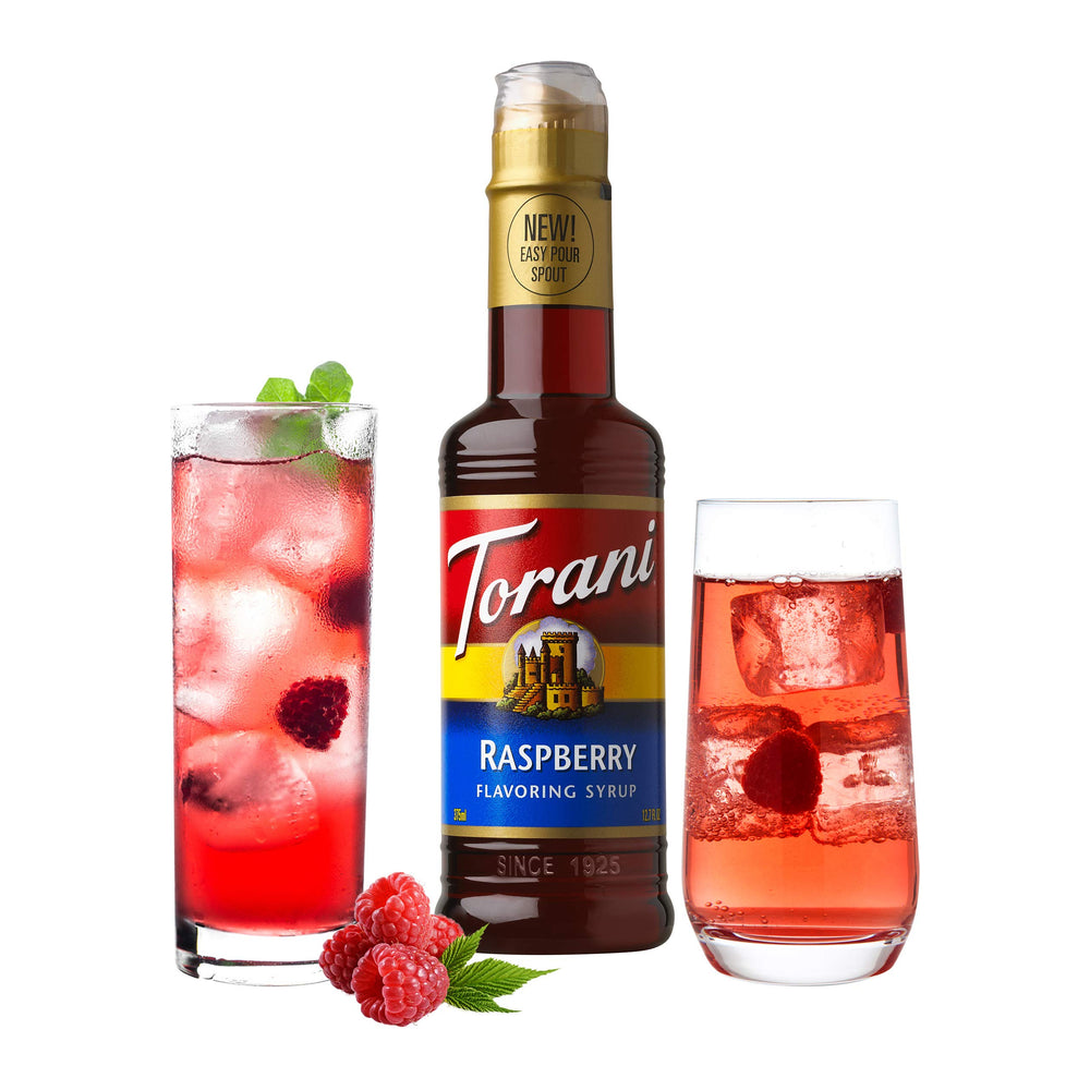 Torani Raspberry Syrup added to hot coffee for aroma