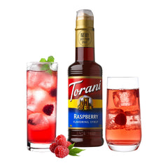 Torani Raspberry Syrup added to hot coffee for aroma