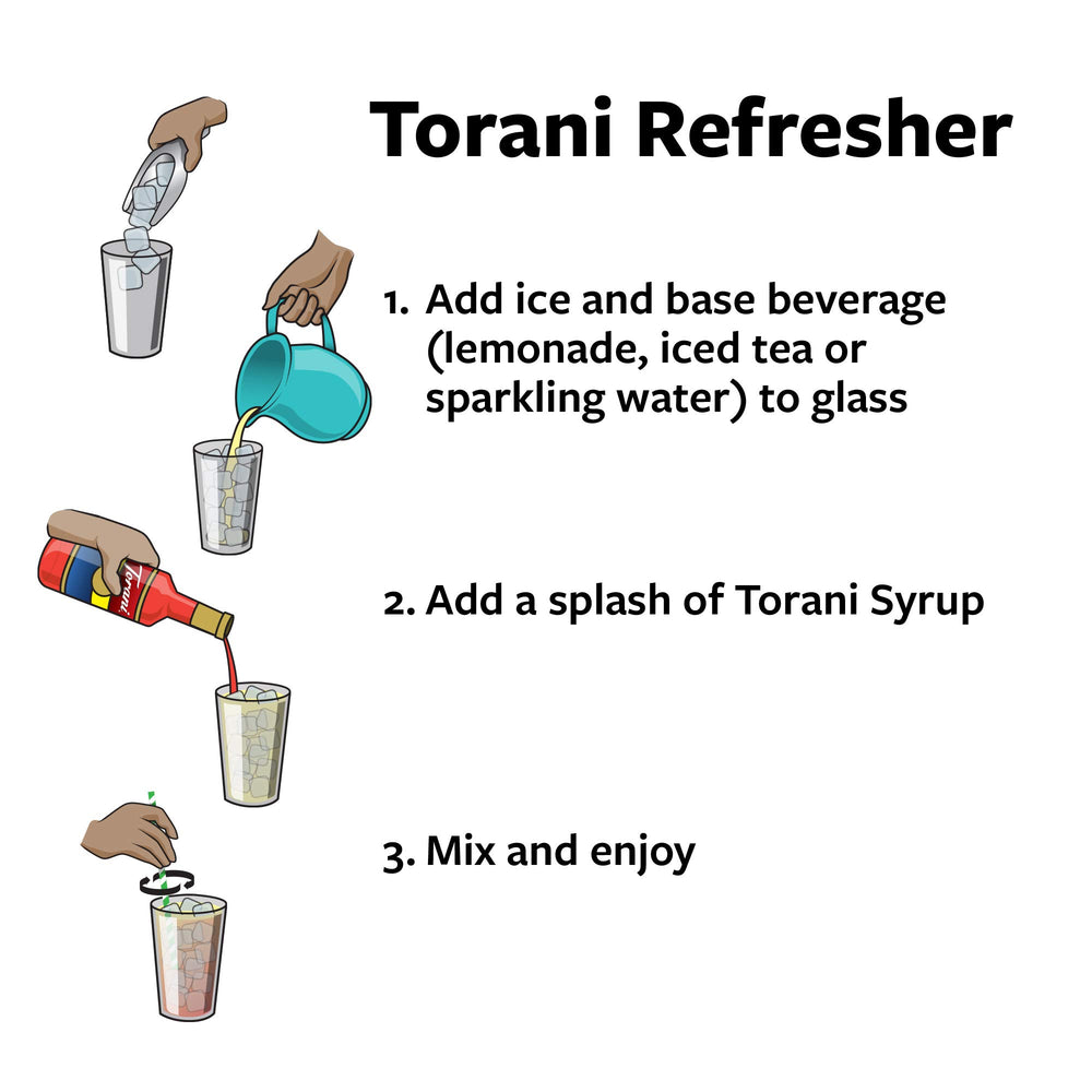 Torani Raspberry Syrup stirred into tea for a berry twist