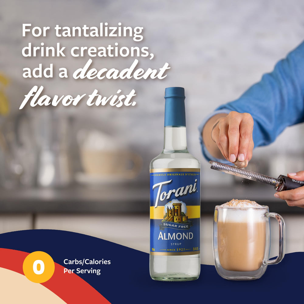 Latte enhanced with Torani Sugar Free Almond Syrup for nutty aroma.