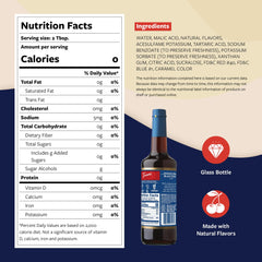 Close-up of the Torani label on sugar-free black cherry syrup.