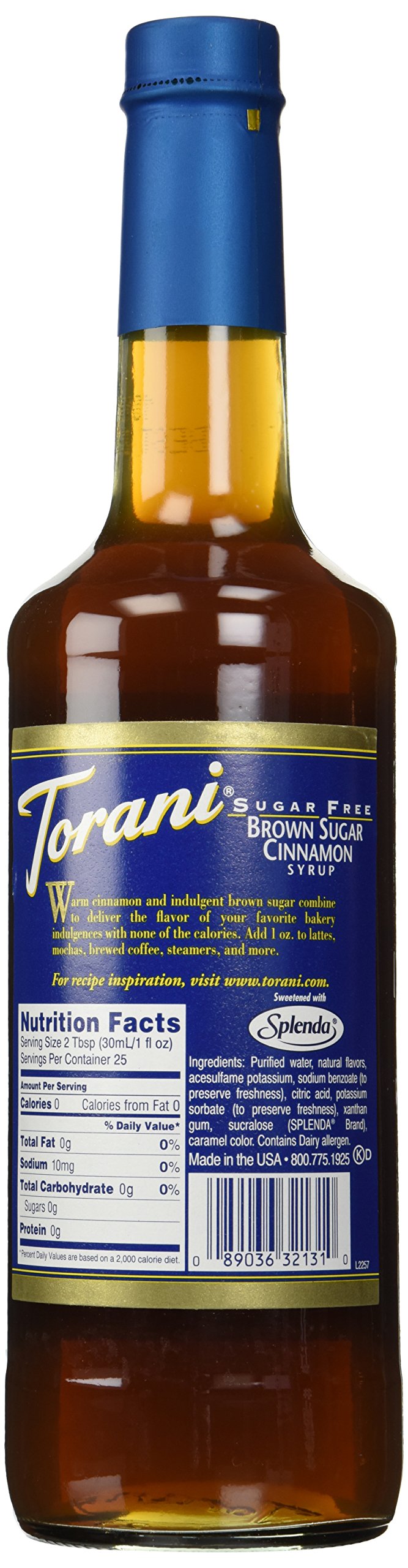 Torani Sugar Free Brown Sugar Cinnamon Syrup dispensing pump for convenient use