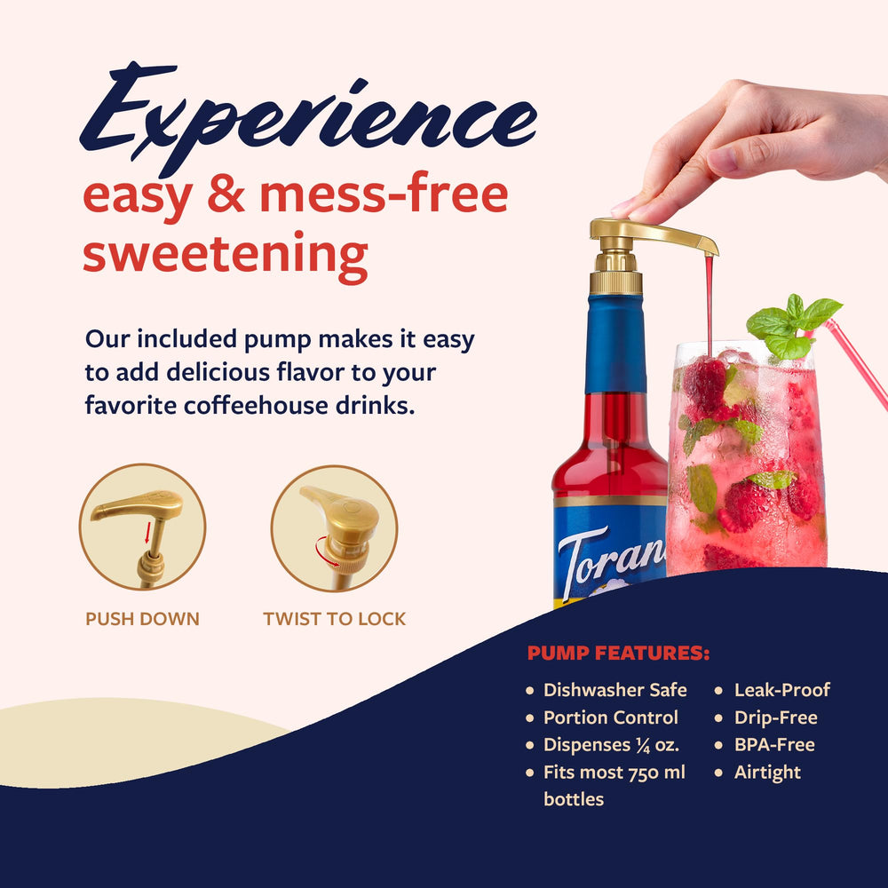 Torani Cherry Syrup in a glass with fresh cherries for a vibrant mocktail