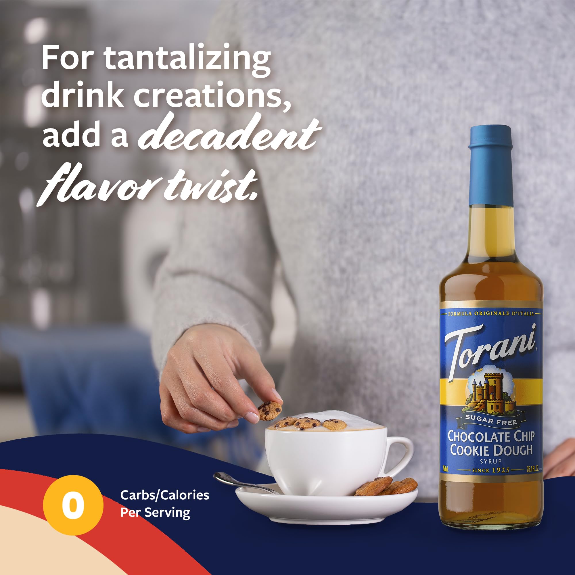 Torani Sugar-Free Chocolate Chip Cookie Dough syrup boosts flavor in cold brew