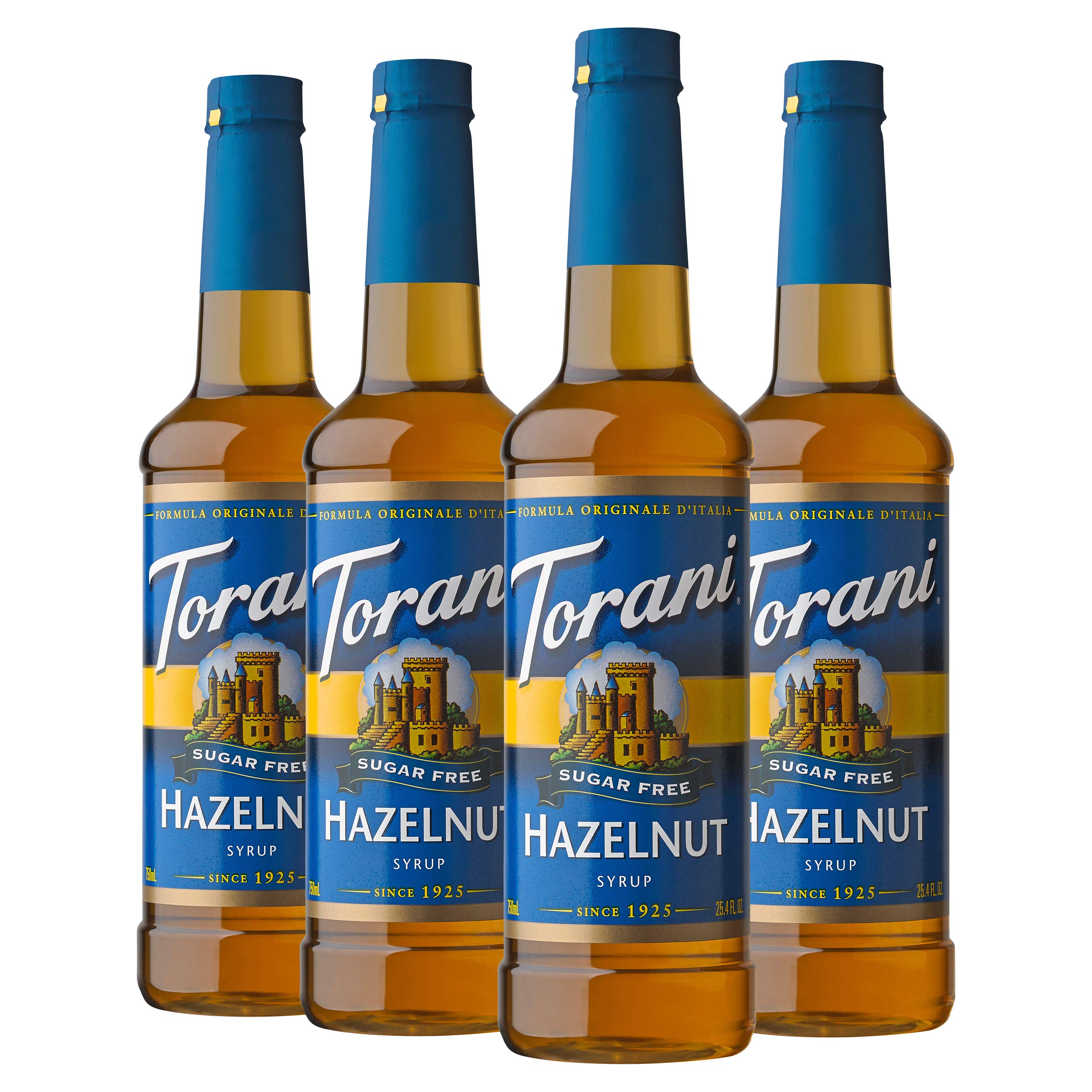 Torani Sugar Free Hazelnut Syrup bottle front view for keto-friendly flavor