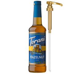 Torani Sugar-Free Hazelnut Syrup bottle adds zero-calorie flavor to coffee