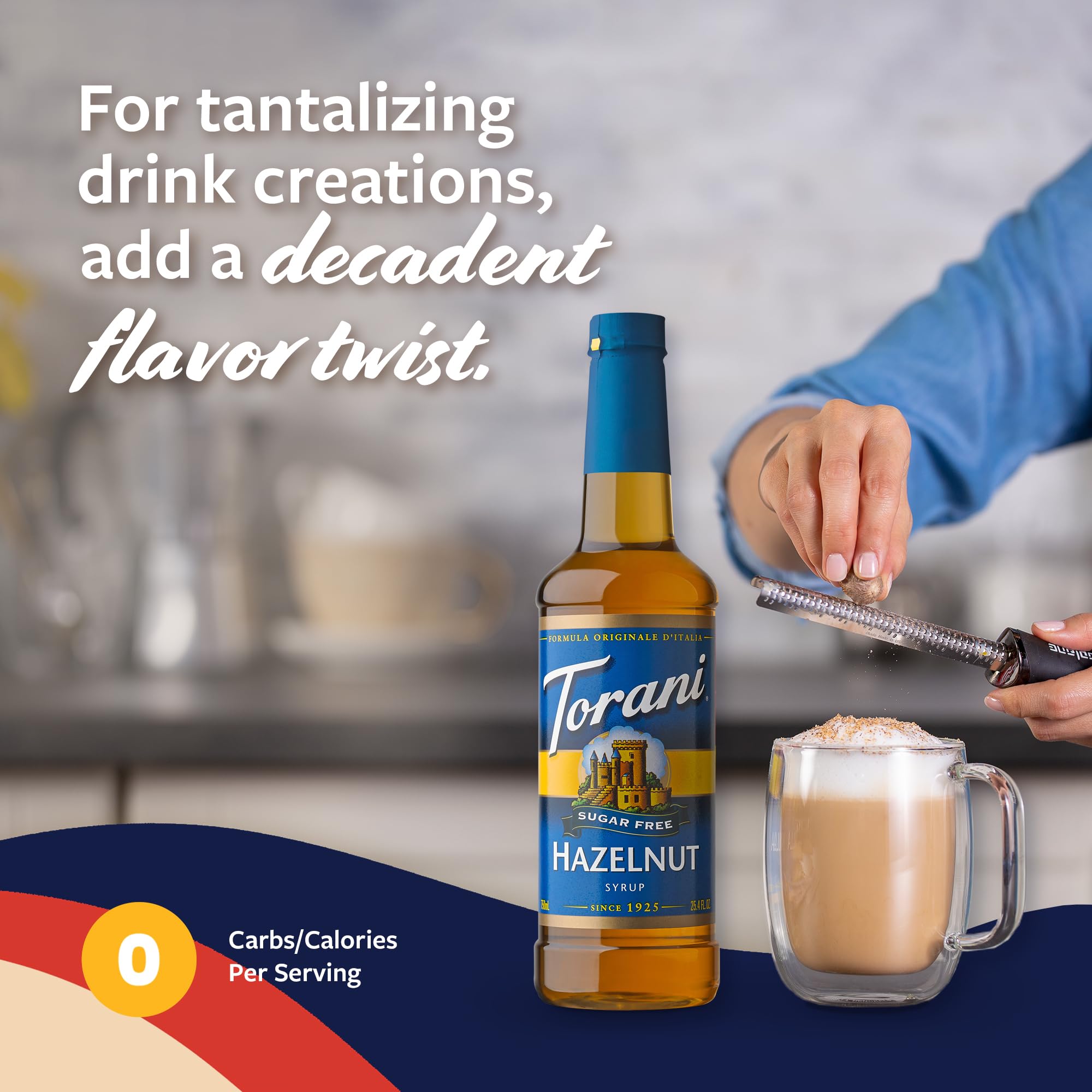 Cold brew with Torani Sugar-Free Hazelnut Syrup, zero calories