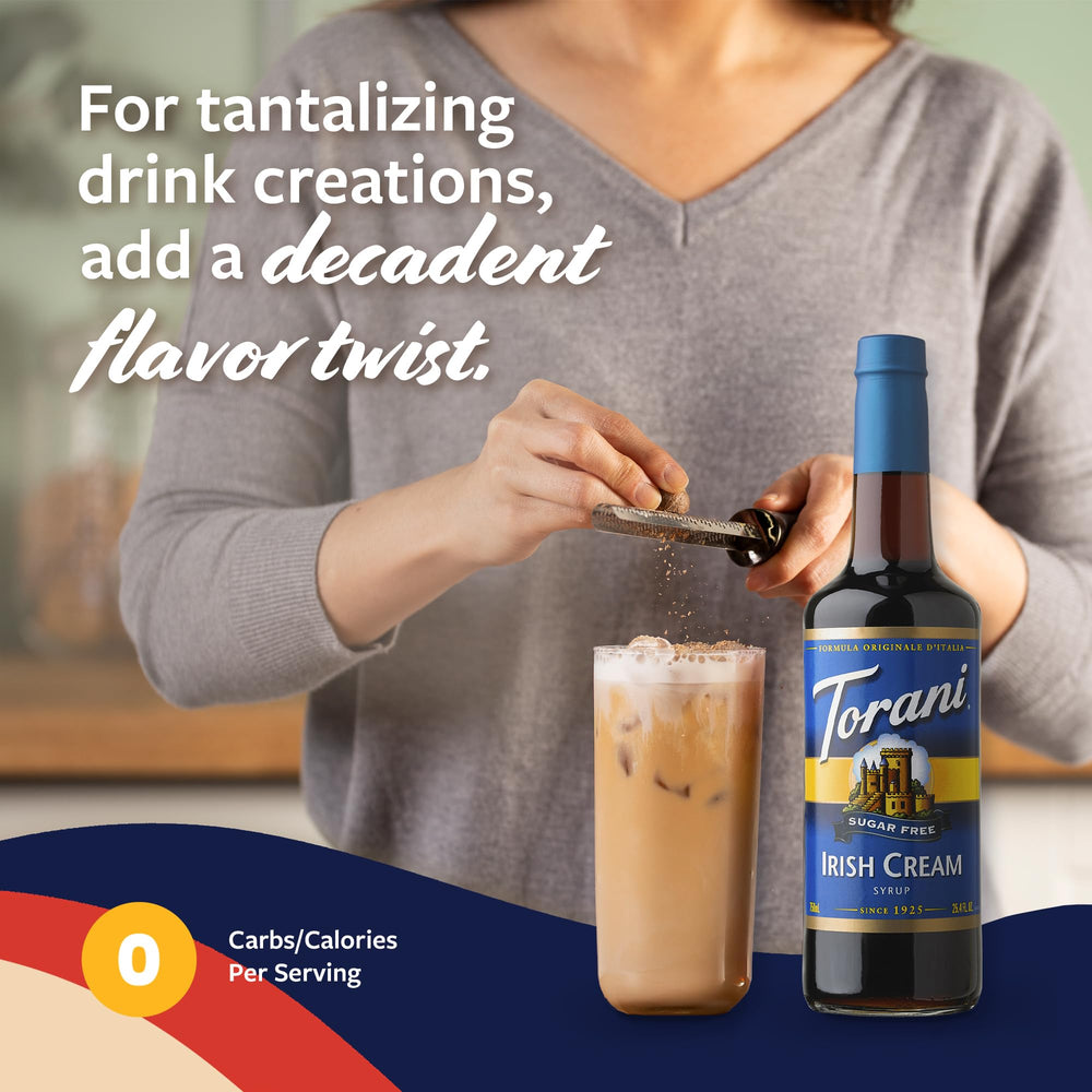 Close-up of Torani bottle highlighting keto-friendly flavor.