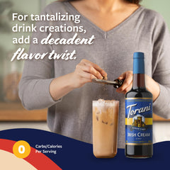Close-up of Torani bottle highlighting keto-friendly flavor.