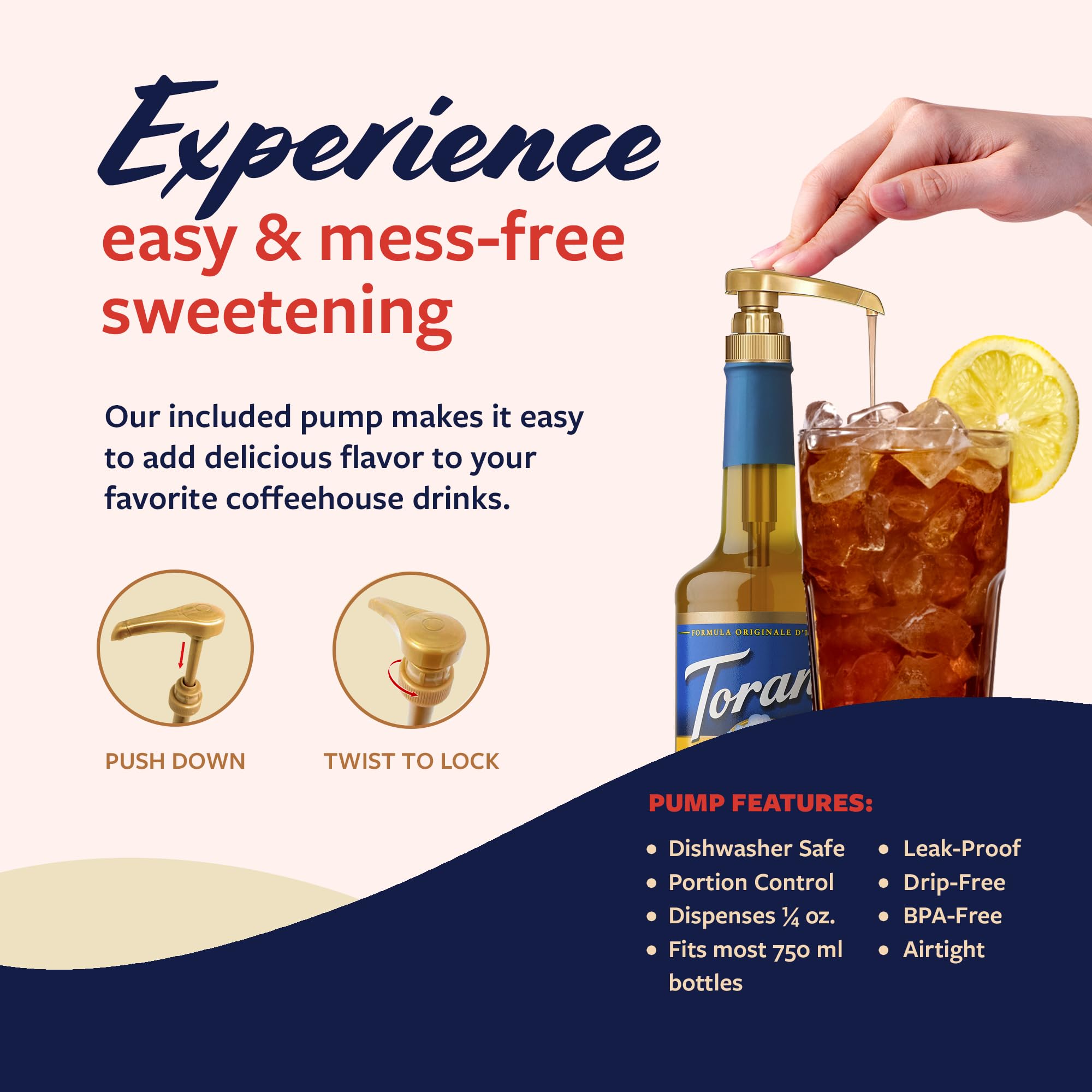 Torani Sugar Free Mango Syrup added to iced tea for a fruity note.