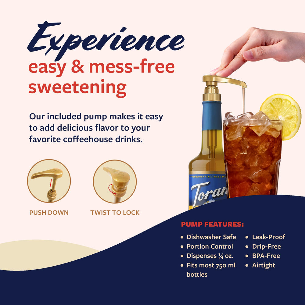 Torani Sugar Free Mango Syrup added to iced tea for a fruity note.