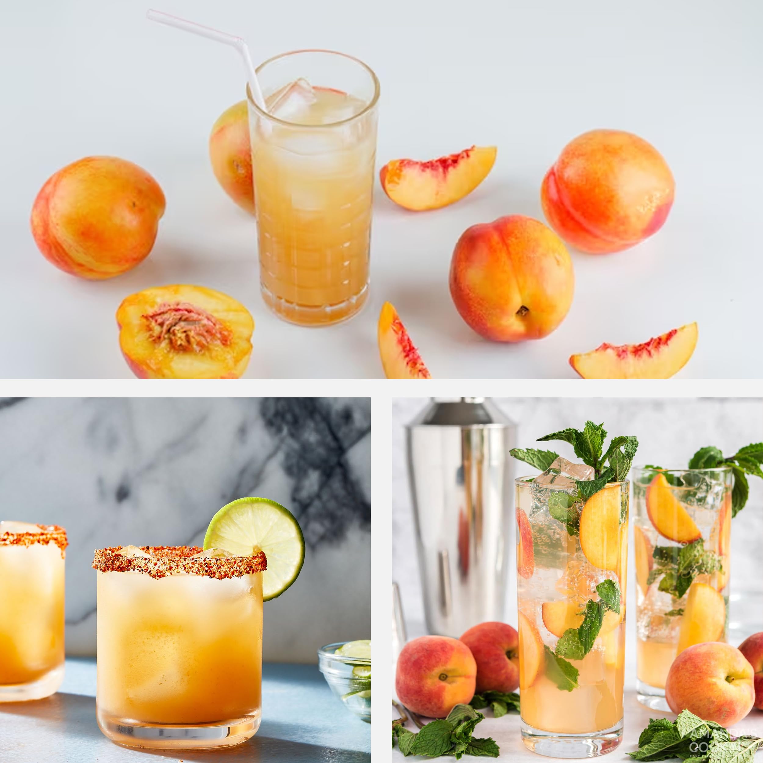 Dessert-ready drizzle of peach syrup over a bowl or dessert.