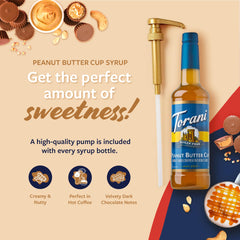 Torani sugar-free peanut butter cup syrup in latte to enhance creamy chocolate-peanut notes