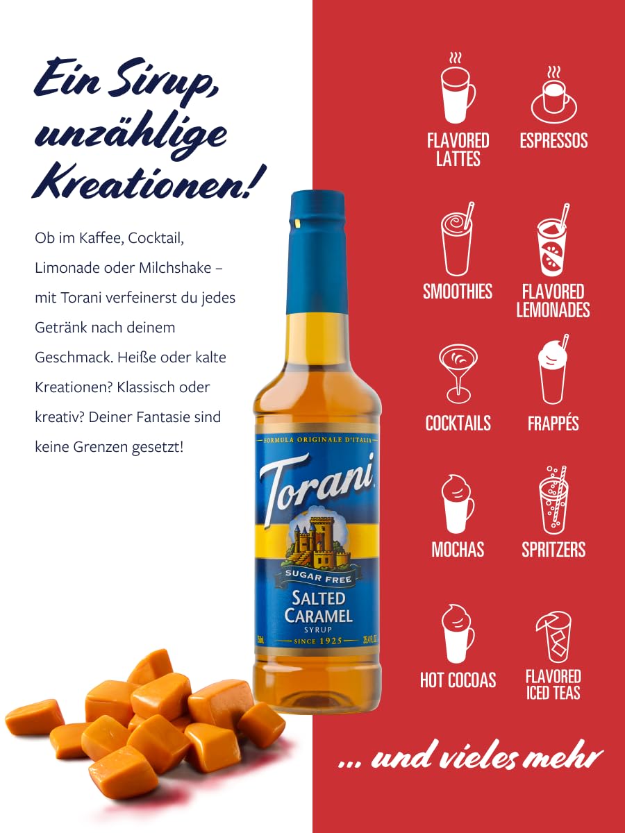 Torani Sugar Free Salted Caramel coffee cup demonstrates customizable flavor in every drink