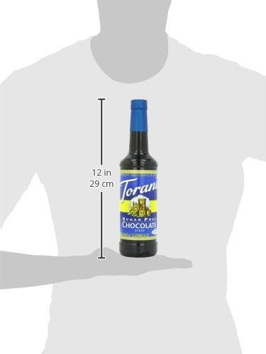 Torani Sugar Free Chocolate syrup bottle with yogurt and oats for creamy texture.