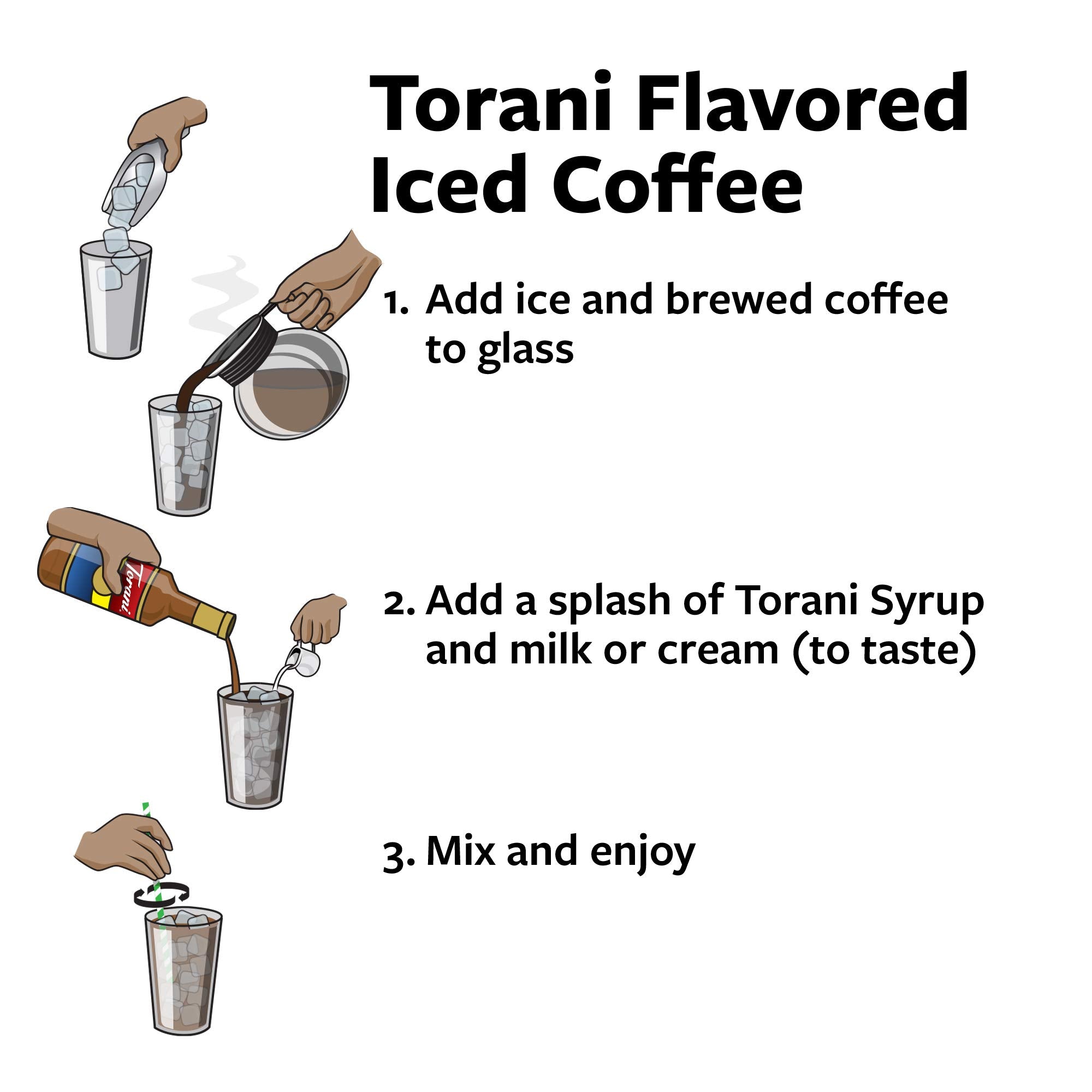 Pouring Smores syrup over ice and coffee creates campfire-inspired flavor.