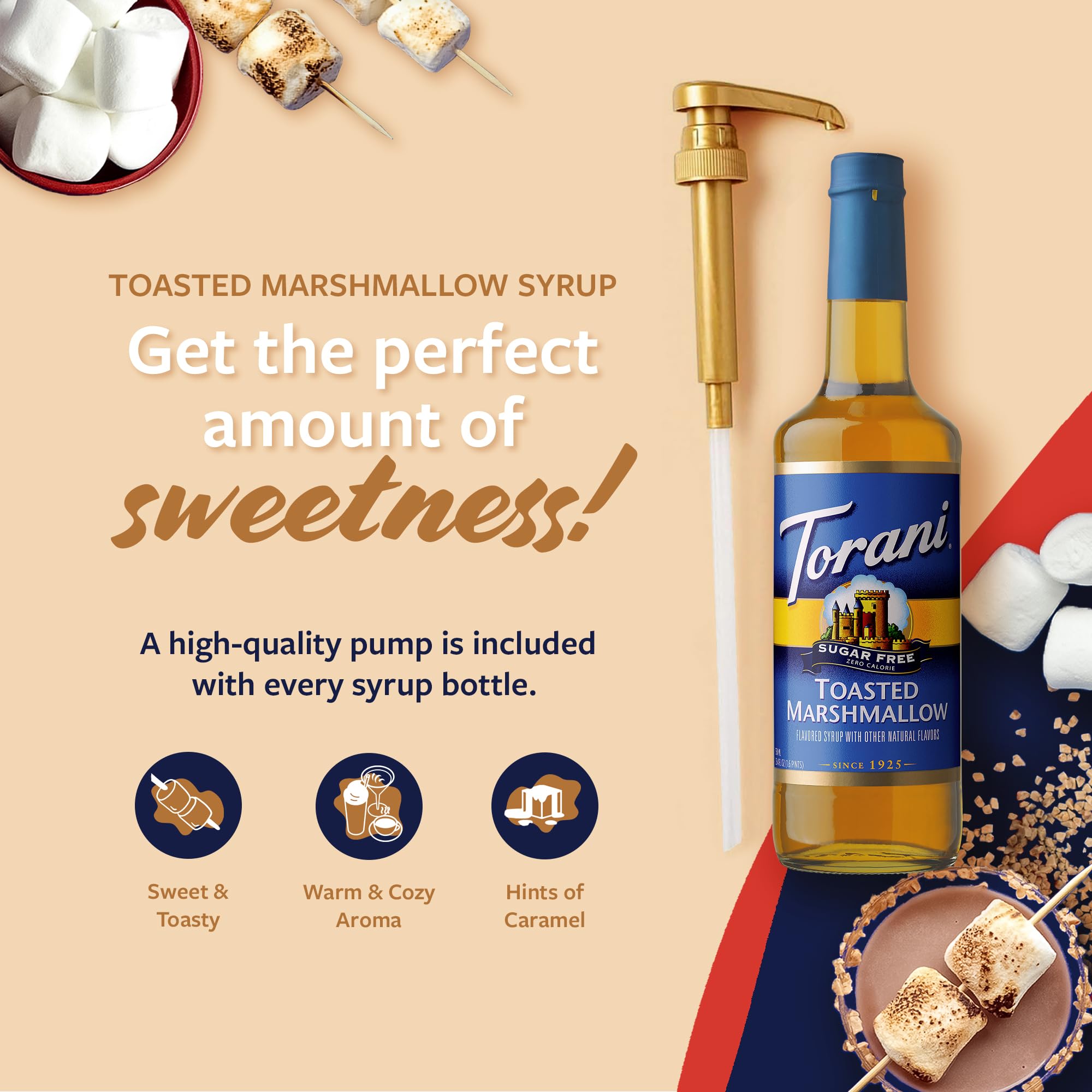 Toasted marshmallow flavor enhances cold brew with Torani sugar-free syrup.