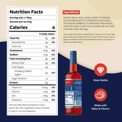 Pouring Torani Sugar Free Watermelon Syrup into a glass for a refreshing drink.