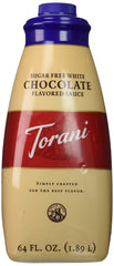 Torani Sugar Free White Chocolate Sauce 64oz bottle for cafe-quality drinks
