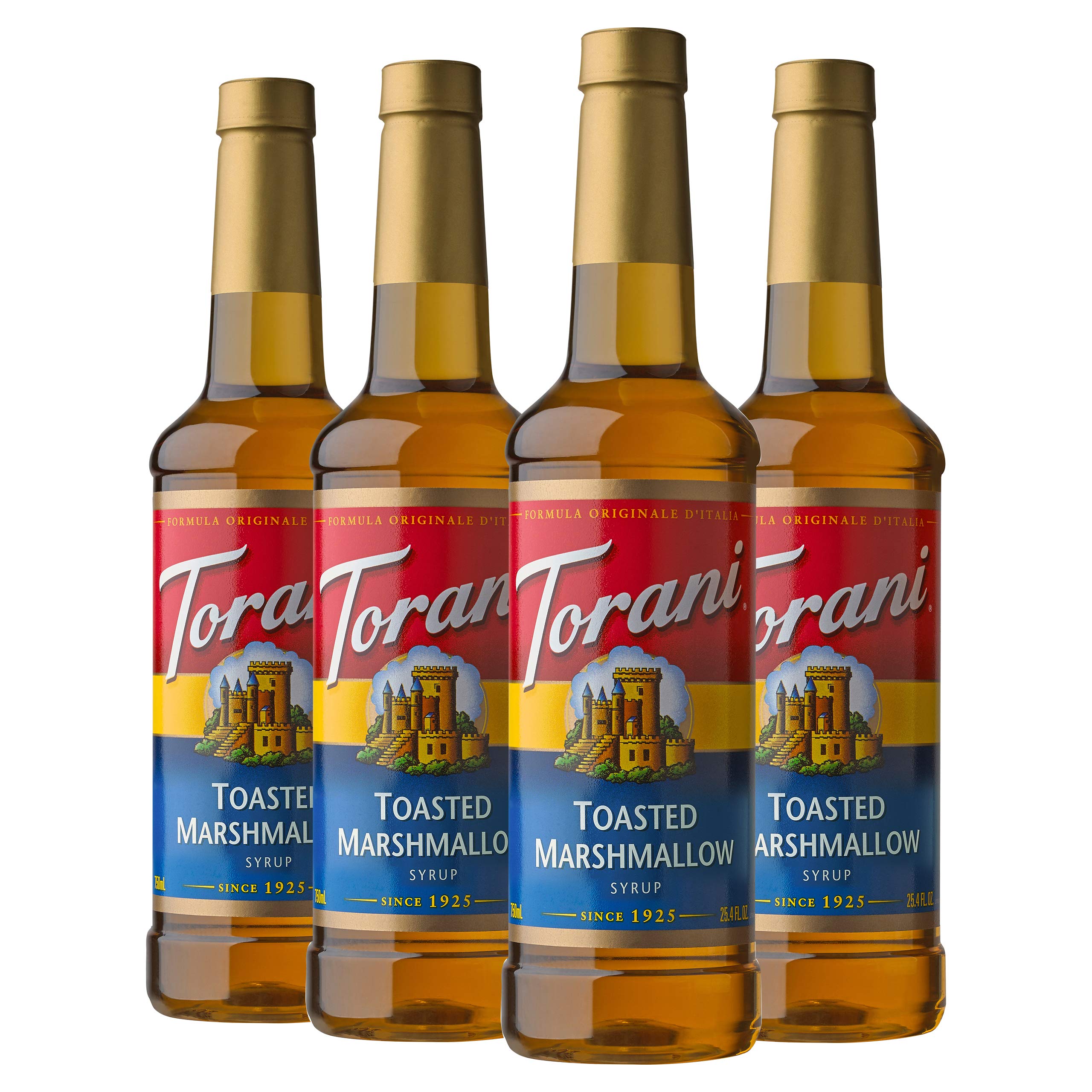 Torani Toasted Marshmallow syrup bottle front for campfire flavor inspiration