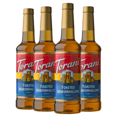 Torani Toasted Marshmallow syrup bottle front for campfire flavor inspiration