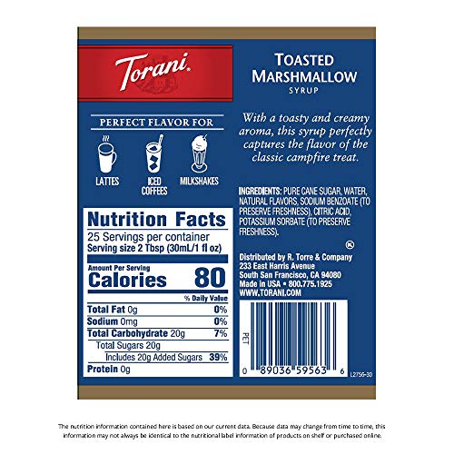 Torani Toasted Marshmallow syrup pour closeup highlighting creamy sweetness for lattes