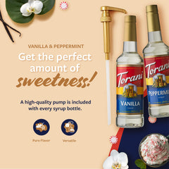Two Torani syrup bottles shown together for versatile home beverages.