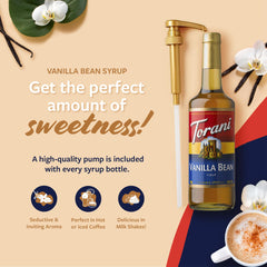 Pour Torani Vanilla Bean Syrup into coffee or desserts for depth.