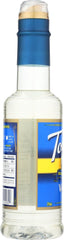 Torani Vanilla Syrup bottle close-up highlighting vanilla aroma for coffee flavor.